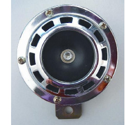 Klaxon / Avertisseur sonore 12v Chrome diamètre 10 cm en métal