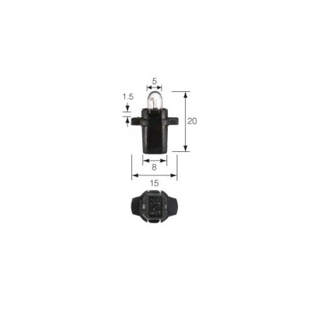 Ampoule de tableau de bord 12V 1.2W B8.3d Noir