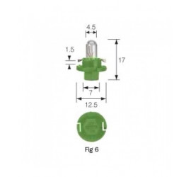 Ampoule de tableau de bord 12V 1.3W BX8.4d Vert