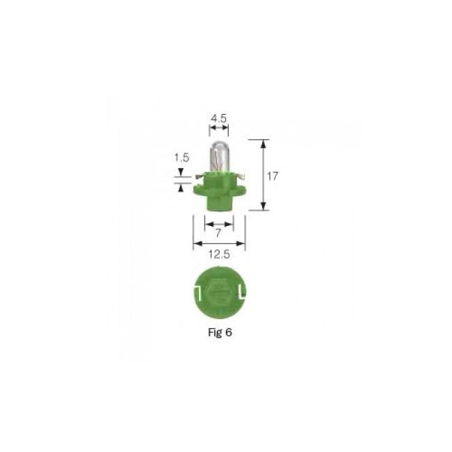 Dashboard Bulb 12V 1.3W BX8.4d Green