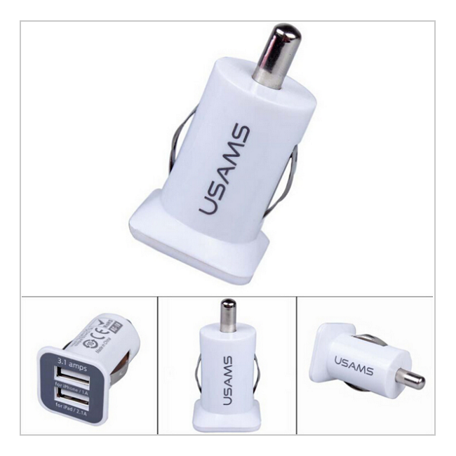 Mini chargeur allume-cigare 5V/2.1A, 2 ports USB