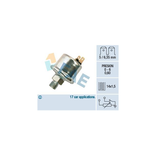 Transmetteur / sonde de pression d'huile 0.6 bar M14 x 1.5