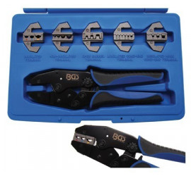 Crimping tool for insulated and non-insulated terminals - 5 sets of jaws