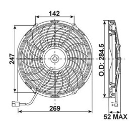 Ventilateur SPAL aspirant 255mm 1350m3/H
