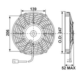 SPAL 225 millimetri ventilatore aspirante 1200m3 / H