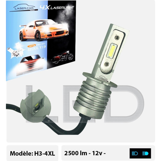H3 LED 12v - Haute Performance 2500 lm, Blanc, Ampoules LED de remplacement, Plug & Play pour YOUNGTIMERS