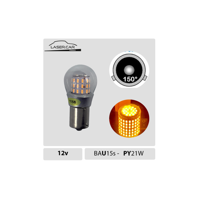 Ampoule LED BAU15S P21W orange 12V