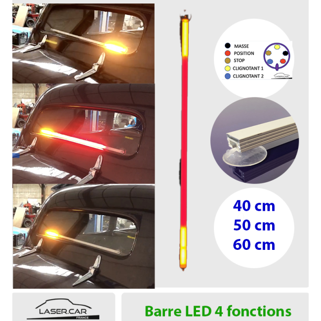Barre LED multi-fonctions  veilleuse, stop, clignotants pour lunette arrière 