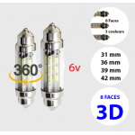Ampoule navette 6V à LED 8 faces 360° 11X36mm