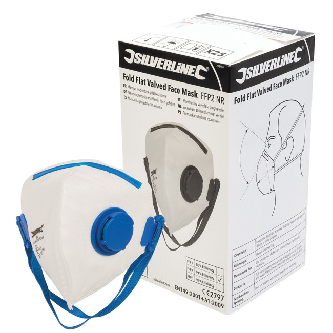 Masques respiratoires pliables à valve FFP2 NR, présentoir 25 pcs