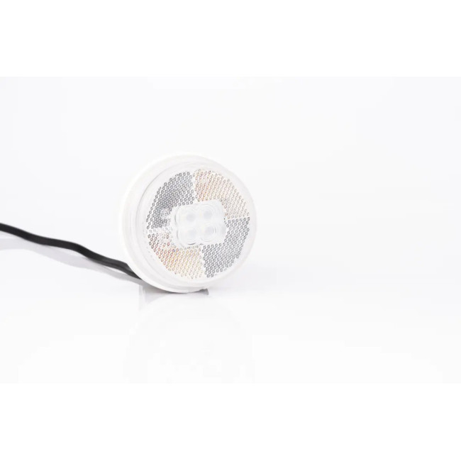 Feu de gabarit LED rond 12-36V blanc Fixation à plat, avec catadioptre