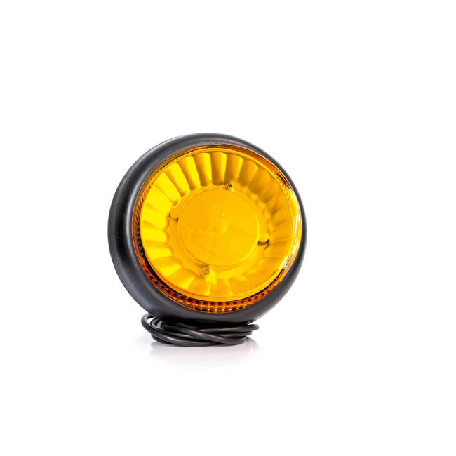 Gyro LED orange 12/36V rotatif Montage à plat (3 vis), câble 1.5m
