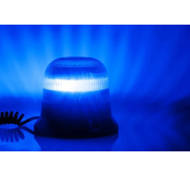 Gyro LED bleu 12/36V double flash Magnétique, allume-cigare, spiralé 3,0m