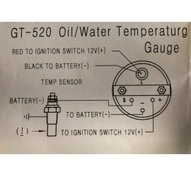 copy of 12V black background water temperature gauge
