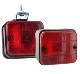 red rear fog lamp with mounting foot 87 x 77 x 52
